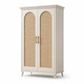 Armoire à deux portes en bois avec cannage en rotin