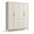 Armoire en Bois MDF Blanc avec 3 Portes et 3 Tiroirs