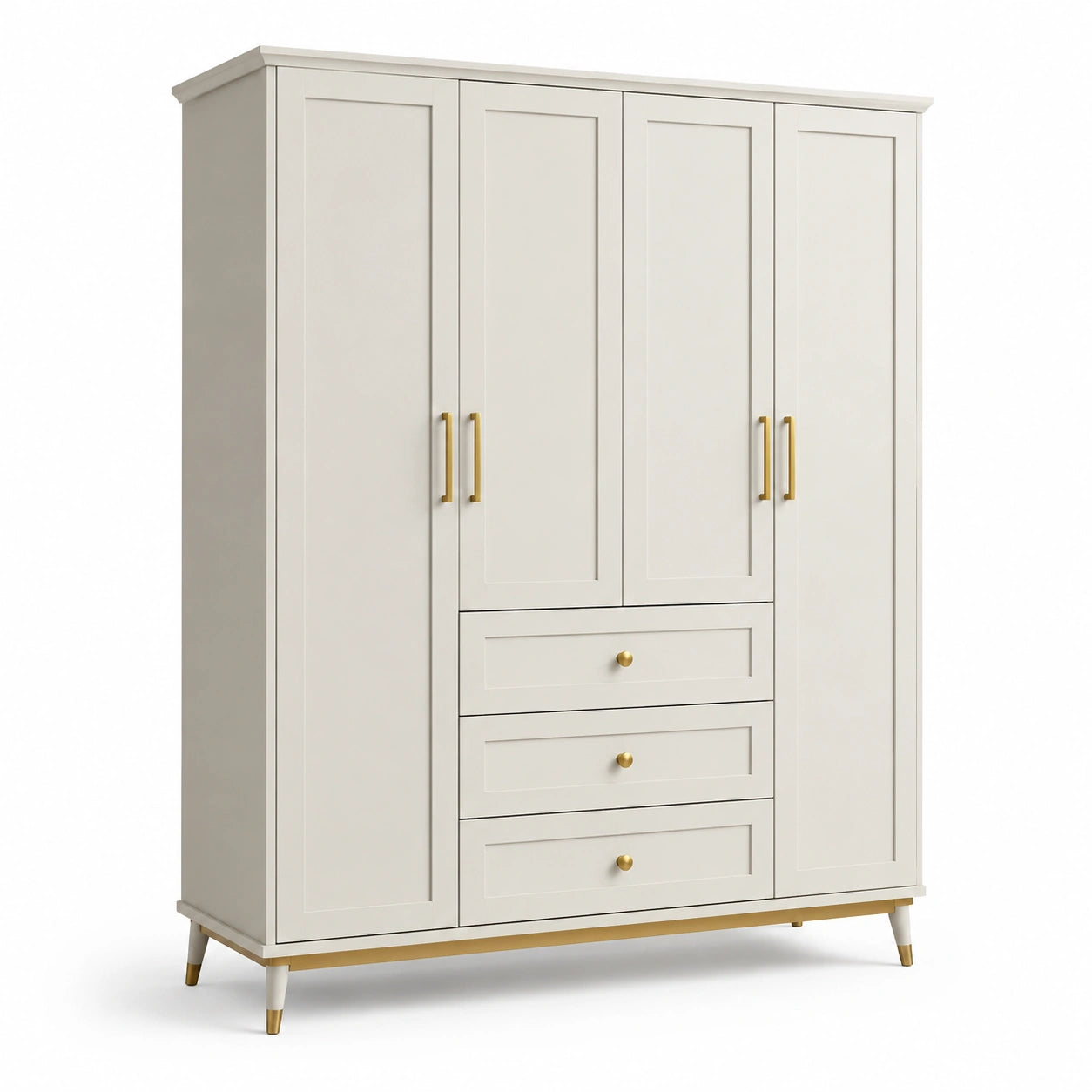 Armoire en Bois MDF Blanc avec 3 Portes et 3 Tiroirs