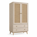 Armoire en bois avec portes en rotin