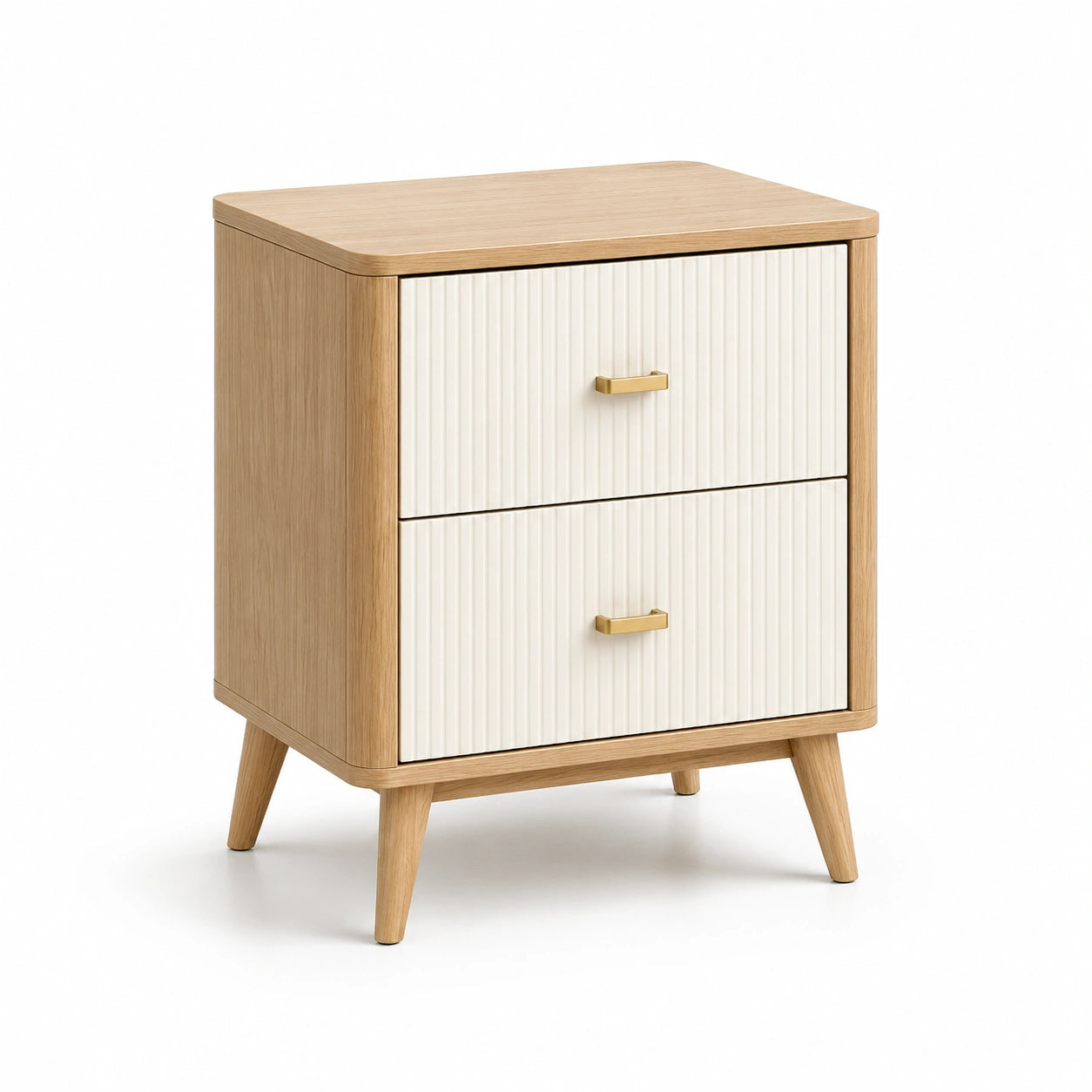 Table de chevet en bois avec 2 tiroirs