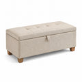 Banc de rangement en tissu beige 120 cm