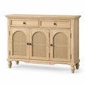Buffet en bois et rotin tressé avec portes et tiroirs 80x120x40 cm