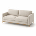 Canapé en tissu lin beige avec structure en bois