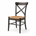 Chaise en bois noir avec assise en rotin