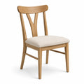 Chaise en bois de chêne avec assise en lin beige