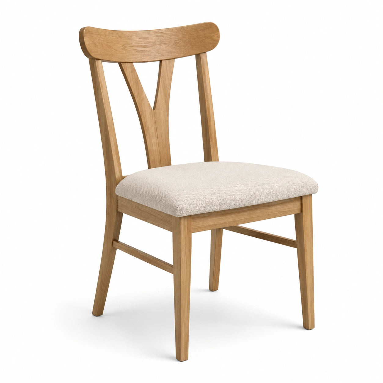 Chaise en bois de chêne avec assise en lin beige