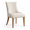 Chaise en bois de chêne avec tissu en lin beige