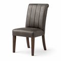 Chaise en bois avec revêtement en cuir synthétique brun
