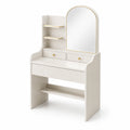 Coiffeuse en bois MDF avec miroir en verre, blanc