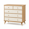 Commode à 5 tiroirs en bois et MDF chêne/beige