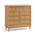 Commode en bois avec tiroirs en rotin tressé