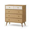 Commode en bois et cannage avec tiroirs blancs