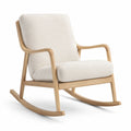 Fauteuil à bascule en bois et tissu beige